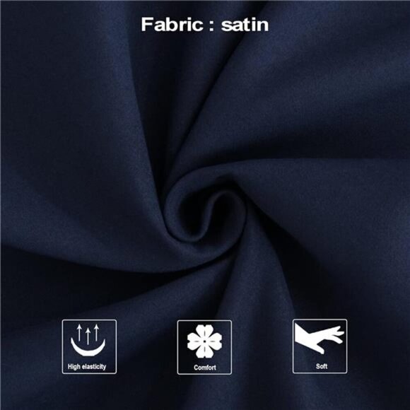 Satin Pillow Cases for Hair and Skin, Luxury Hidden Zipper  Standard , Navy Blue - Picture 2 of 6